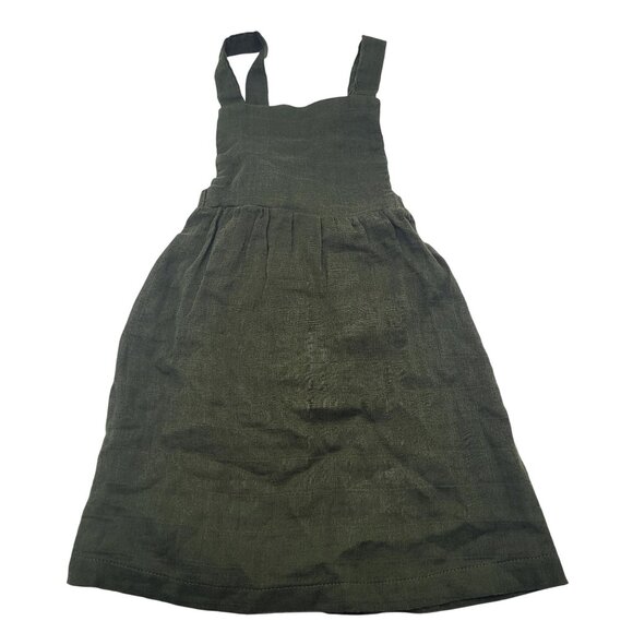 Angel Dear Other - Angel Dear Baby Toddler 18-24M Olive Green Organic Cotton Romper Dress NWT